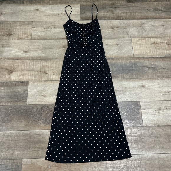 Realisation Par x Claudia Schiffer The Carolin black silk polka dot midi dress - Picture 4 of 9